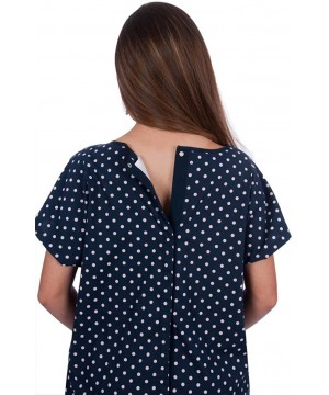 Nightgowns & Sleepshirts Designer Hospital Delivery Gown Easy epidural- fetal Monitoring- IV Access - Navy Polka Dot - C211T6...