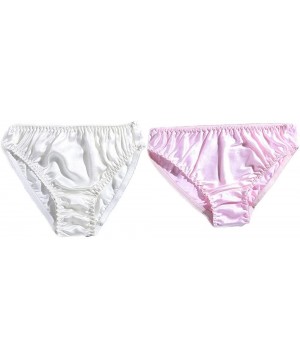 Panties Womens 100% Soft Pure Silk Sexy Panties Breathable Bikinis High Waist Briefs Undies - White+pink - CM18H46H63Z