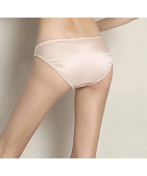 Panties Womens 100% Soft Pure Silk Sexy Panties Breathable Bikinis High Waist Briefs Undies - White+pink - CM18H46H63Z