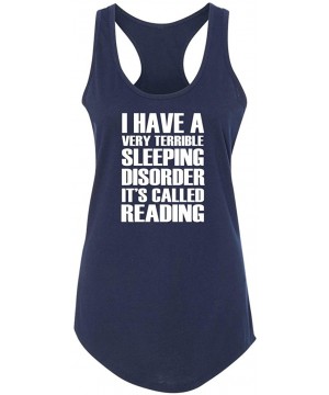 Tops Ladies Sleep Disorder Called Reading Racerback - Midnight Navy - C218YUSRDYH