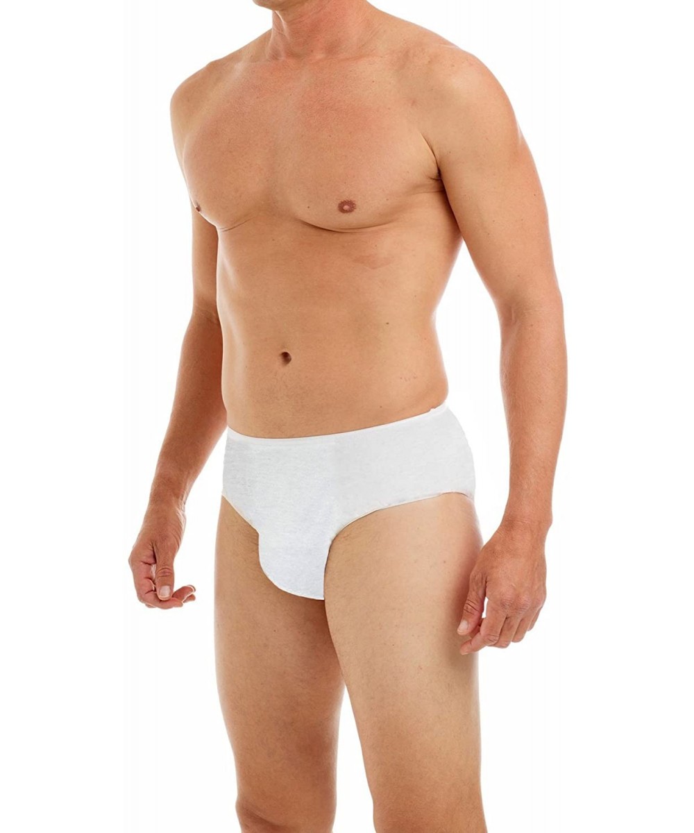 Briefs 20-Pack Mens Disposable 100% Cotton Underwear - for Travel- Hospital Stays- Emergencies - White - CR17YKGIZ36