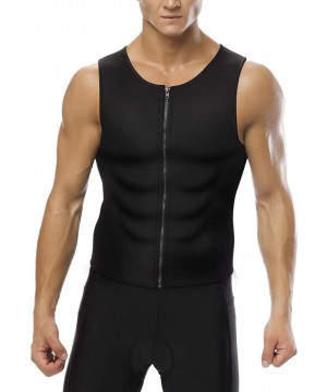 Shapewear Men's Tank Top Workout Vest for Weight Loss Zipper Body Shaper Sleeveless Sports Shirt Waist Trainer - Black - CV19...