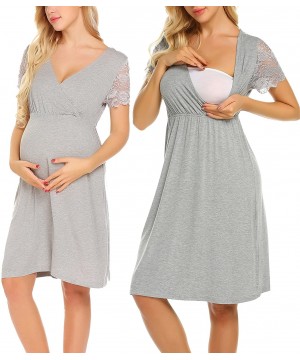 Nightgowns & Sleepshirts Womens Delivery/Labor/Maternity/Nursing Nightgown Pregnancy Gown for Hospital Breastfeeding Dress - ...