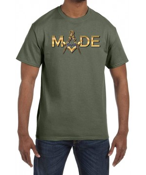 Undershirts Prince Hall PHA Made Square & Compass Masonic Men's Crewneck T-Shirt - Military Green - CT1853QCOD4