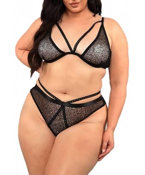 Baby Dolls & Chemises 2PC Plus Size Underwear Clubwear for Women Lace Sexy Lingerie Hollow Bra Thong Cosplay Nightgowns Set W...