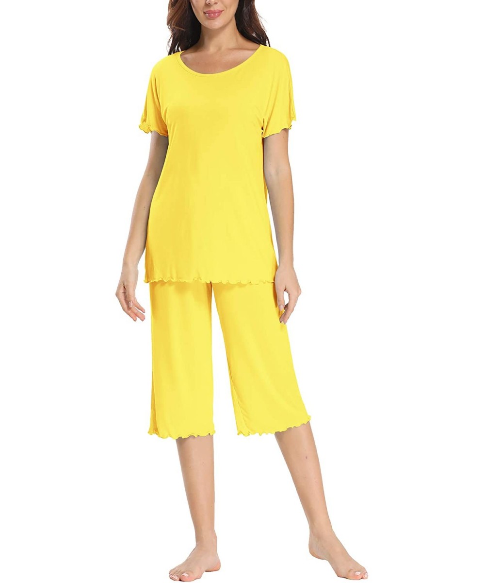 Sets Pajama Set for Women Capri Soft Sleep Loungewear Sets - Yellow - CL190C9GH47