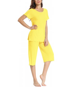 Sets Pajama Set for Women Capri Soft Sleep Loungewear Sets - Yellow - CL190C9GH47