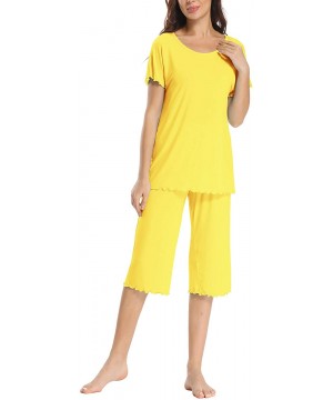 Sets Pajama Set for Women Capri Soft Sleep Loungewear Sets - Yellow - CL190C9GH47