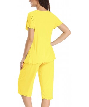 Sets Pajama Set for Women Capri Soft Sleep Loungewear Sets - Yellow - CL190C9GH47