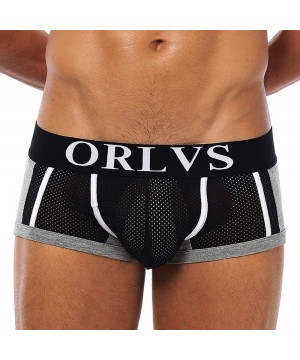 Trunks Men's Cotton Boxer Briefs Bulge Enhancing Pouch Trunk Underwear Comfort - 3black - CH192I587XN