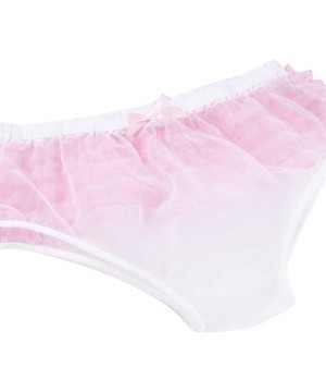 Bikinis Men's See Through Frilly Thong Sissy Crossdress Bloomer Ruffled Girly Panties - White - C918ERDQN8D