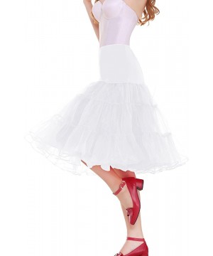 Slips Women's 50s Vintage Petticoat Underskirt 26" Length Net Crinoline - White - CQ1269C2F57