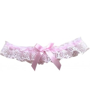 Garters & Garter Belts Elegant Lace Bridal Garter for Weddings Party Prom Leg Garters for Bride - Pink - CR18ZYSGQOA