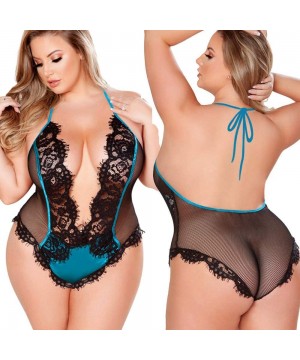 Baby Dolls & Chemises Sexy Lingerie for Women Erotic Plus Size Bra Lace Bodysuit Siamesed Deep V-Neck Sleepwear Charming Baby...