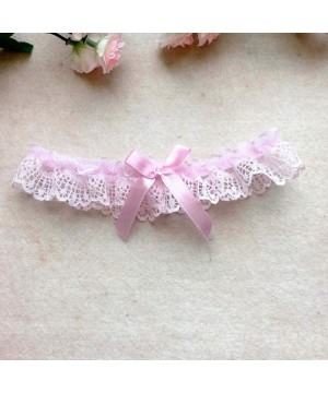 Garters & Garter Belts Elegant Lace Bridal Garter for Weddings Party Prom Leg Garters for Bride - Pink - CR18ZYSGQOA