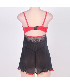 Nightgowns & Sleepshirts Women (M-6XL) Plus Size Sexy Lingerie Babydoll Sleepwear Night Shirt - Black - C41847A20A3