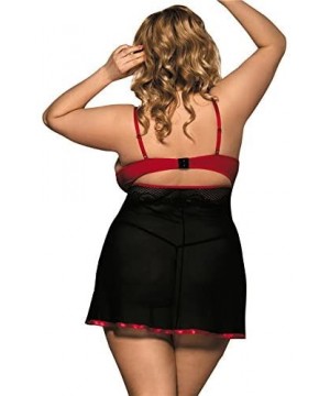 Nightgowns & Sleepshirts Women (M-6XL) Plus Size Sexy Lingerie Babydoll Sleepwear Night Shirt - Black - C41847A20A3