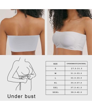 Bras Women's Seamless Padded Bandeau Basic Layering Strapless Tube Top Bra Stretch Bralette 1-4 Packs - 1pk White-lace - C118...