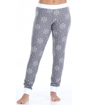 Sets Women's Long Sleeve Top and Pajama Pant Set - Grey Snowflake - C818RGH2NNO