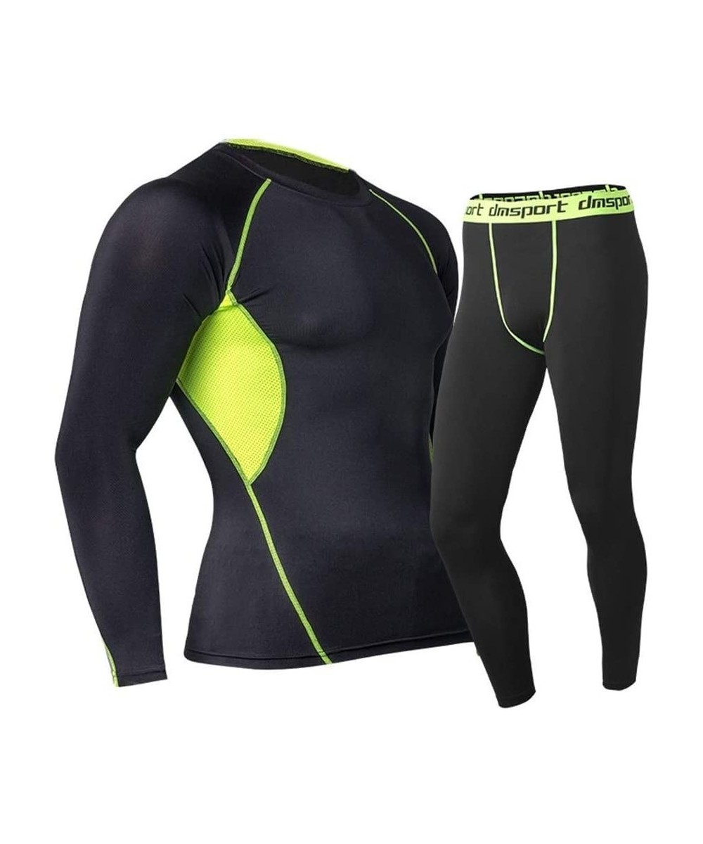 Thermal Underwear Long Johns Winter Thermal Underwear Sets Men Quick Dry Stretch Men's Thermo Underwear Male Spring Warm (Sky...