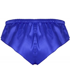 Bikinis Mens Lingerie Shiny Soft Satin High Cut Bikini Briefs Thong Underwear Panties - Blue - CG18KNYHC5G