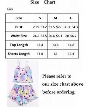 Sets Women's Cartoon Print Spaghetti Strap Cami Pajama Set Short Sleepwear - Tie Dye Purple - CF19D30ACO7