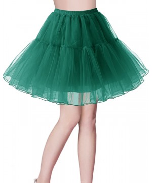 Slips Women's 50s Vintage Petticoat Tutu Skirt Crinoline Underskirt - Dark Green - CM18QG9N6T2