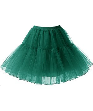 Slips Women's 50s Vintage Petticoat Tutu Skirt Crinoline Underskirt - Dark Green - CM18QG9N6T2