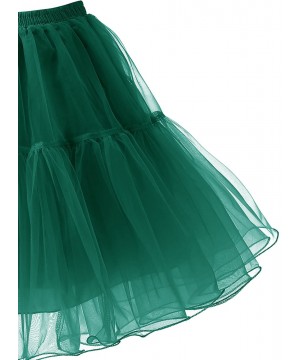 Slips Women's 50s Vintage Petticoat Tutu Skirt Crinoline Underskirt - Dark Green - CM18QG9N6T2