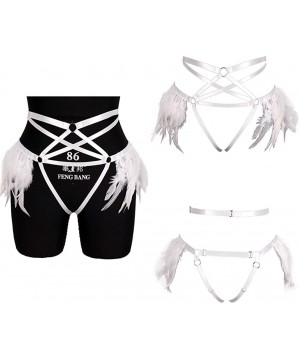 Garters & Garter Belts Punk Garter Belt Women's Body Cage Waist Harness Gothic Feather Stockings Adjustment Strappy Harajuku ...