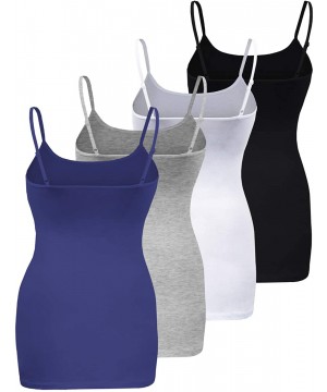 Camisoles & Tanks Womens Plus Size Classic Basic Solid Cami with Adjustable Spaghetti Straps Tank Top 4Pack 1XL~3XL - Cobalt/...