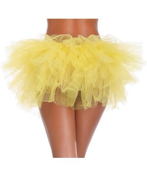 Slips Women's Teen's 1950s Vintage Tutu Tulle Petticoat Ballet Bubble Skirt - 5 Layer - Yellow - C518K0X4R5E