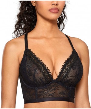 Bras Women's Lace Bralette See Through Sexy Sheer Plunge Unlined Underwire Bra - Black_mesh - CP18N96D0I8