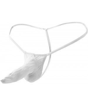 G-Strings & Thongs Sexy Lingerie Men's Sexy Erotic Underwear Long Convex Pocket Bikini Thong Gay P - White - C419DI8RQMZ