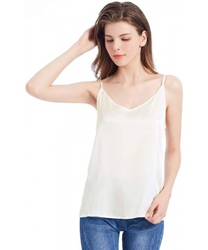 Camisoles & Tanks Silk Camisole for Women Cami Tank Tops Soft 100 Pure Mulberry Silk V-Neck - Ivory - CS1804RYCMK