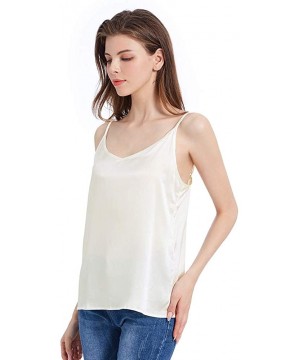 Camisoles & Tanks Silk Camisole for Women Cami Tank Tops Soft 100 Pure Mulberry Silk V-Neck - Ivory - CS1804RYCMK