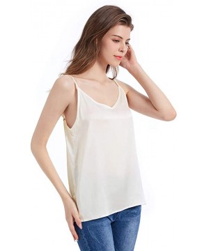 Camisoles & Tanks Silk Camisole for Women Cami Tank Tops Soft 100 Pure Mulberry Silk V-Neck - Ivory - CS1804RYCMK