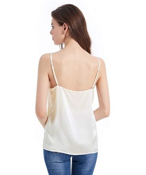 Camisoles & Tanks Silk Camisole for Women Cami Tank Tops Soft 100 Pure Mulberry Silk V-Neck - Ivory - CS1804RYCMK