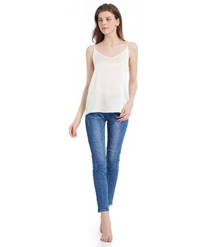 Camisoles & Tanks Silk Camisole for Women Cami Tank Tops Soft 100 Pure Mulberry Silk V-Neck - Ivory - CS1804RYCMK