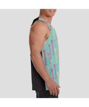 Undershirts Men's Sleeveless Undershirt Summer Sweat Shirt Beachwear - Turqois - Black - CC19CIYLNW6