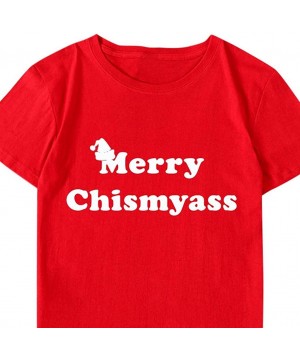 Robes Mens Christmas Funny Letter Print Short Sleeve Graphic Tops Casual Tee Shirts - Red - CT192N54IGT