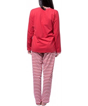 Sets Women's Pajamas Set Sleepwear Striped Pattern Bottom Nightwear Soft Pj Lounge Sets - Red - CR192O92XT5