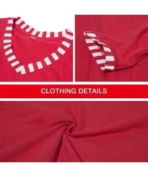 Sets Women's Pajamas Set Sleepwear Striped Pattern Bottom Nightwear Soft Pj Lounge Sets - Red - CR192O92XT5