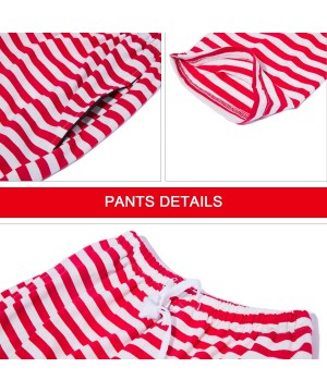 Sets Women's Pajamas Set Sleepwear Striped Pattern Bottom Nightwear Soft Pj Lounge Sets - Red - CR192O92XT5