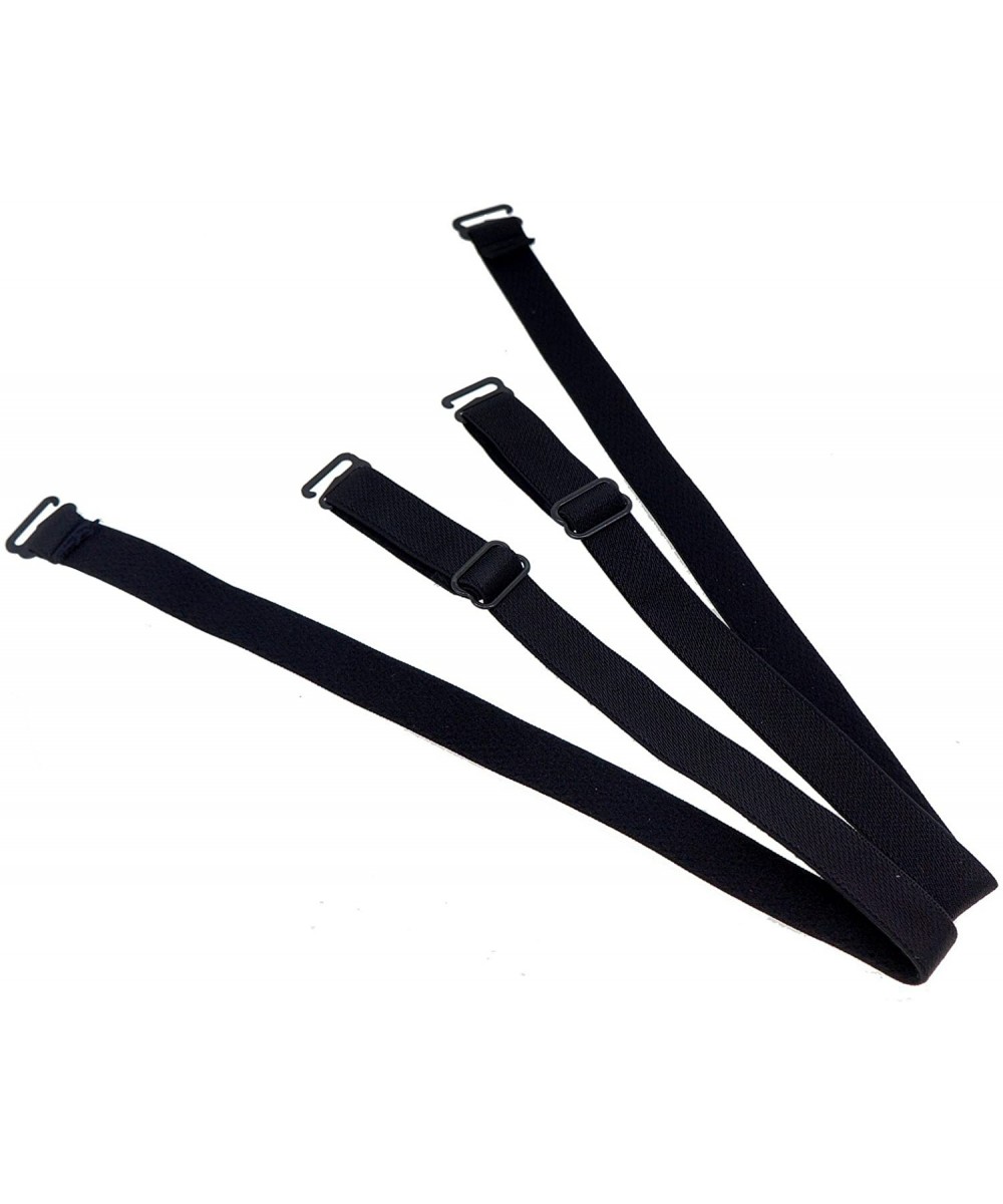 Accessories 12mm Wide Colorful Plain Color Fashion Bra Straps Lingerie Accessories Pack of 10 - Black - C112C5FDP8N