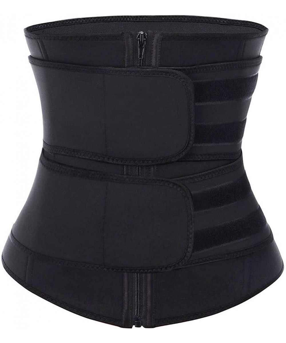 Shapewear Women's Waist Trainer Corset Trimmer Belt Sports Girdle Weight Loss Slimming Bodysuit with Zipper - Black-63 - CL19...