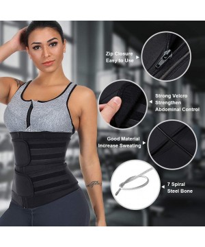 Shapewear Women's Waist Trainer Corset Trimmer Belt Sports Girdle Weight Loss Slimming Bodysuit with Zipper - Black-63 - CL19...