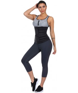 Shapewear Women's Waist Trainer Corset Trimmer Belt Sports Girdle Weight Loss Slimming Bodysuit with Zipper - Black-63 - CL19...