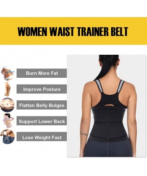 Shapewear Women's Waist Trainer Corset Trimmer Belt Sports Girdle Weight Loss Slimming Bodysuit with Zipper - Black-63 - CL19...