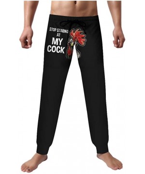 Sleep Sets Trousers Cock Print Drawstring Pajamas Casual Summer Home Pants - Black - C019E47S8A9